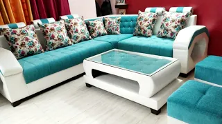 7 seater sofa with center Table or two puffy || sofa set design low price