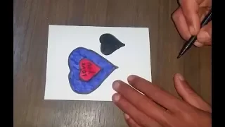 How To Draw . 3D Heart on Line Paper - Trick Art Drawing