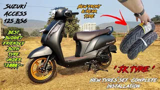 Suzuki Access 125BS6 Getting New Tyres Upgrade|Budget Friendly Both Tyres Installation|Top Grip Tyre