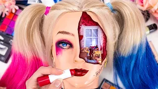 Harley Quinn Crazy Head Transformation || DIY Harley Quinn's Miniature Room Is Right In Her Head! 💥