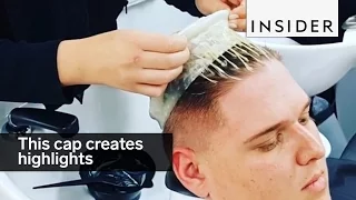 This cap highlighting technique creates highlights for shorter hair