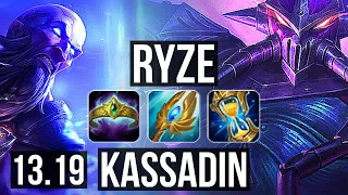 RYZE vs KASSADIN (MID) | 7 solo kills, 1.1M mastery, Dominating | BR Master | 13.19