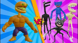 Team Siren Head Cartoon Cat VS Huggy Wuggy VS Alphabet Lore VS Hulk Boxy Boo Hamburger