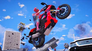 GTA 5 IRON SPIDERMAAN MOTORBIKE CRASHES SLOW MOTION ( Euphoria Physics Showcase ) #4