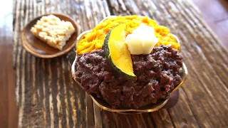 Delicious Seoul by BTS Jung Kook / Red bean shaved ice at a traditional Korean house / BTS 단호박 빙수