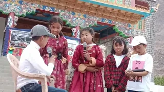 summer camp students perform skit for mobile phone, Director T Wangchuk, Padma Yangdol, Skarma Lhamo