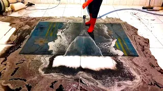 Horrible jet black dirt- Rug washing ASMR