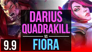DARIUS vs FIORA (TOP) | Quadrakill, 3 early solo kills, KDA 16/2/4, Legendary | TR Challenger | v9.9