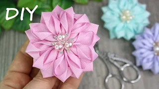 💮 Amazing Ribbon Flower 💮 5 Petals and It’s INCREDIBLE! Amazing Bows DIY