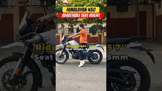 Royal Enfield Himalayan 450 Adjustable Seat Height Demo with 2 Different Riders | BikeWale #shorts