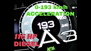 AUDI A3 ACCELERATION on THE AUTOBAHN (NO SPEED LIMIT) 30 TDI TOP SPEED 0-193 km/h.