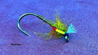 Fly Tying a Spring Olive Stripped Quill Buzzer by Mak