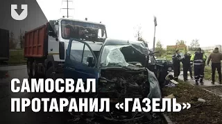 Видео столкновения самосвала с "Газелью" в Минске