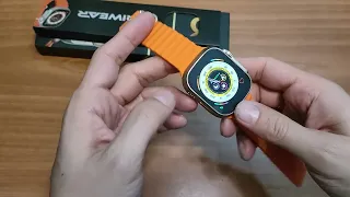 Smartwatch WS008 ULTRA (apple watch ultra clone) unboxing and quick menu view