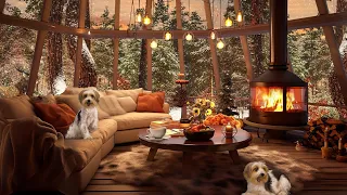 " Heaven Winter "❄️Winter Cozy Terrace Ambience with Falling Snow Forest & Fireplace for Relaxation