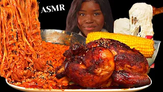 ASMR WHOLE ROTISSERIE CHICKEN, CHEESY 2X SPICY NOODLES CHALLENGE MUKBANG (Talking) Eating Sounds