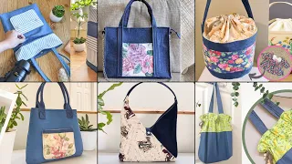 6 DIY Cute Denim and Printed Fabric Bags | Fast Speed Tutorial | Compilation | Old Jeans Ideas