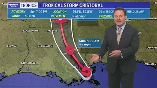 7 PM Update: Heavy rain continues overnight as Cristobal approaches New Orleans