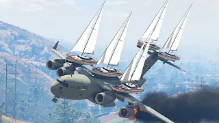 Military Aircraft  C-17 Emergency Landing On Street While Transporting Boats| GTA 5