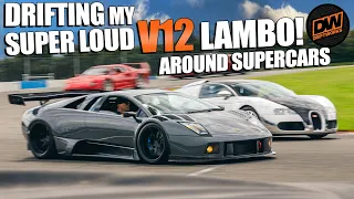 My Super Loud GT1 V12 Murcielago on ITBs getting sideways at Supercar Meet