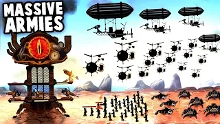 SteamPunk FORTRESS vs MASSIVE ARMY & Zeppelin AIRSHIPS! (SteamPunk Tower 2 Gameplay)