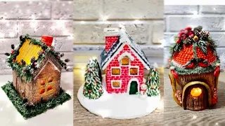 НОВОГОДНИЕ ДОМИКИ своими руками С ПОДСВЕТКОЙ.3 ИДЕИ как сделать ДОМИК. CHRISTMAS HOUSE. 3 IDEAS.DIY.