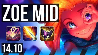 ZOE vs PANTHEON (MID) | 10 solo kills, 71% winrate, Legendary, 17/4/5, 41k DMG | BR Master | 14.10