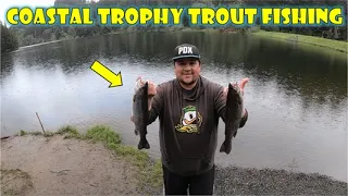 Coastal Trophy Trout Fishing at Big Creek Reservoir in Newport, OR! I Oregon Spring Trout Fishing!