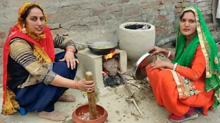 Indian rural life of Punjab Village, Cooking Food| Woman Power