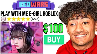 I Hired An E-GIRL To CARRY Me In Roblox Bedwars..