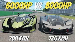 8000HP Lamborghini Terzo vs 6000HP Lamborghini Vision GT RACE