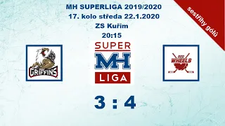 MH SUPERLIGA dohrávka 17. kola 2019/2020 Griffins vs Red Wheels 3:4 - sestřih gólů