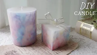 🕯【DIY】パステルカラーのマーブルキャンドル作り/Making marble candles in pastel colors