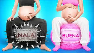 TRUCOS DE CRIANZA || Gemelas embarazadas buena vs. mala | ¡Padres ricos vs. pobres! Por 123 GO!