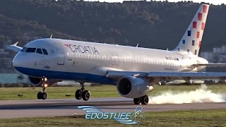 Strong Crosswind Landing - Croatia Airlines Airbus A320-214 - Split Airport LDSP/SPU