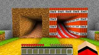 DOKĄD PROWADZĄ SEKRETNE TUNELE w Minecraft! DIRT TUNNEL vs TNT TUNNEL