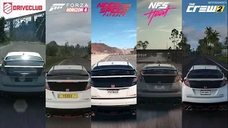 DriveClub vs FH4 vs NFS Payback vs NFS Heat vs The Crew 2 - Honda Civic Type-R Sound Comparison