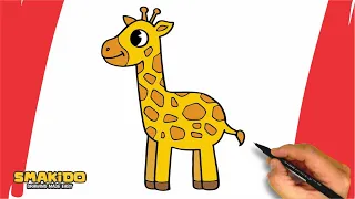 How to Draw Giraffe For Kids and Beginners | Easy Giraffe Drawing Step by Step Tutorial
