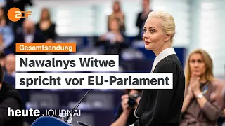 heute journal vom 28.02.2024 Nawalnaja im EU-Parlament, Fregatte wehrt Huthi-Angriff ab (english)