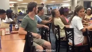 Guy pulls girls hair then gets slapped