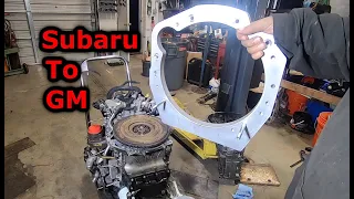 Building an engine adapter plate GM LE2 to Subaru. Mid engine turbo rail buggy PART 3