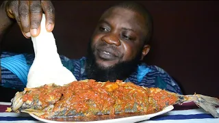 ASMR MUKBANG SPICY FISH PEPPER 🌶️🐠 SOUP WITH WHITE CASSAVA FUFU/ NIGERIAN FOOD MUKBANG