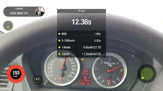 BMW X5 E70 35D ST1 acceleration 0-100, 0-200, 1/4 mile, 402 meters. By dragy