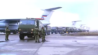 The Russian CSTO Forces Marching to the mission area in the territory of the Republic of Kazakhstan