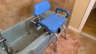 Carousel Sliding Shower Chair Tub Transfer Bench with Swivel Seat, Premium Padded Bath Review