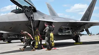 USAF F-22 Raptors operations at Savannah