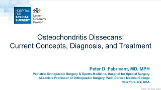 Osteochondritis Dissecans | National Fellow Online Lecture Series