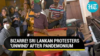 Carrom, picnic, piano & more; Sri Lankan protesters 'cool off' at 'captured' PM & Pres residences