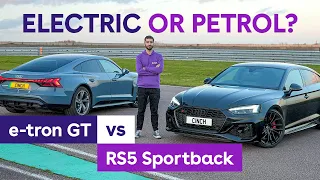 Audi RS5 Sportback vs e-tron GT: is ELECTRIC more fun? Plus drag race!