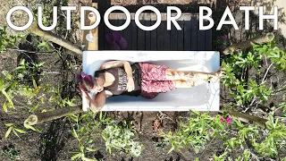 BUILDING OUR OUTDOOR BATH - Time lapse start to finish - Budget Building Off Grid Ep2